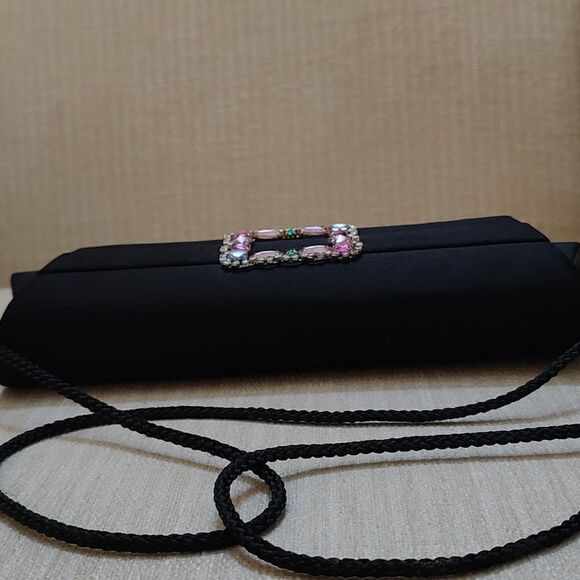 Jessica McClintock Black Jeweled Evening Shoulder Bag - Picture 7 of 10
